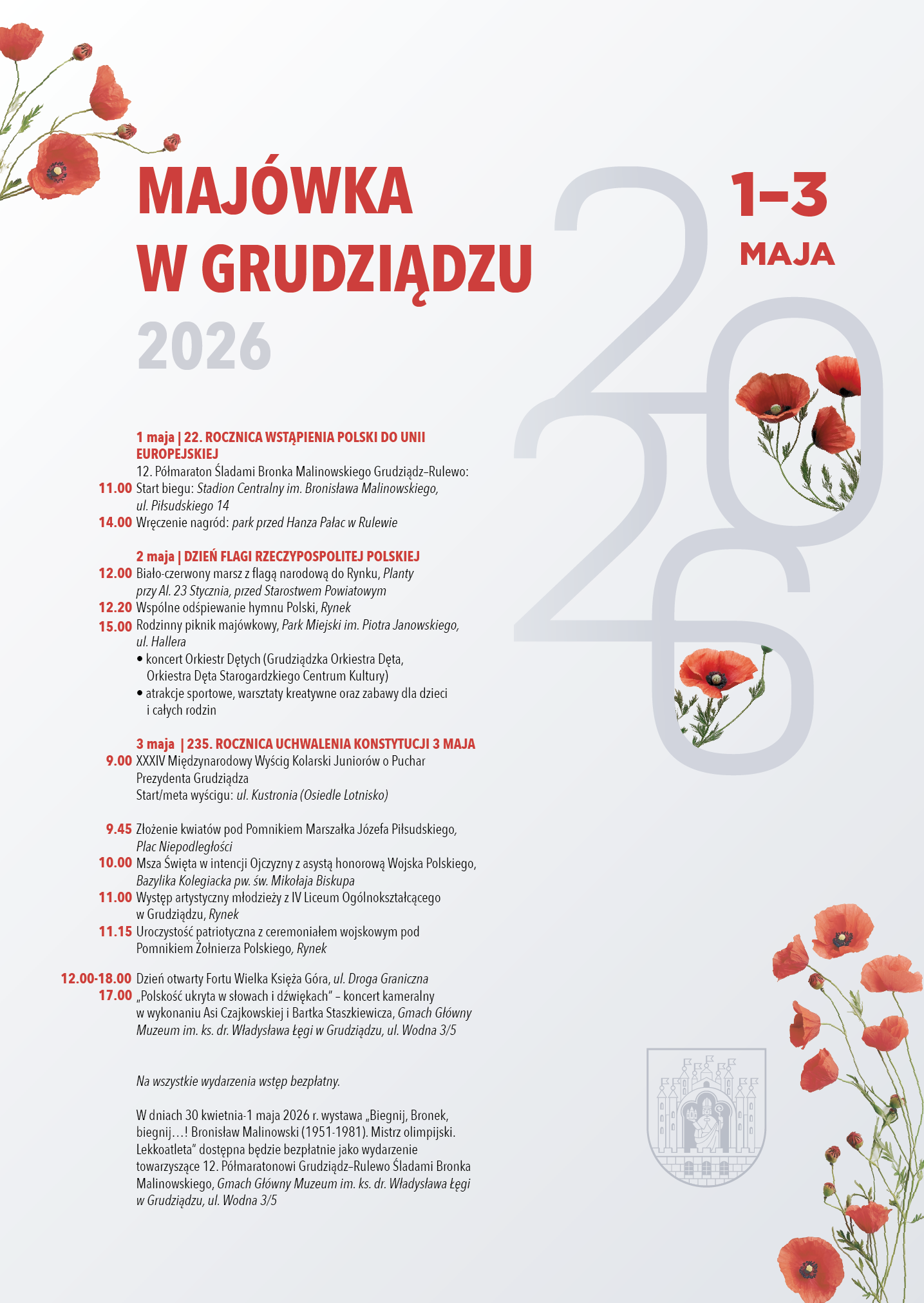 plakat z wydarzeniami maj&oacute;wka w Grudziądzu